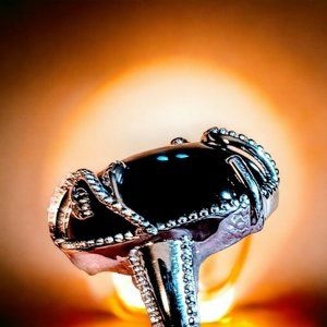 Karis Black Onyx Women's Ring Platium Bond Setting Size 6 14.10 ctw Gift Srg54